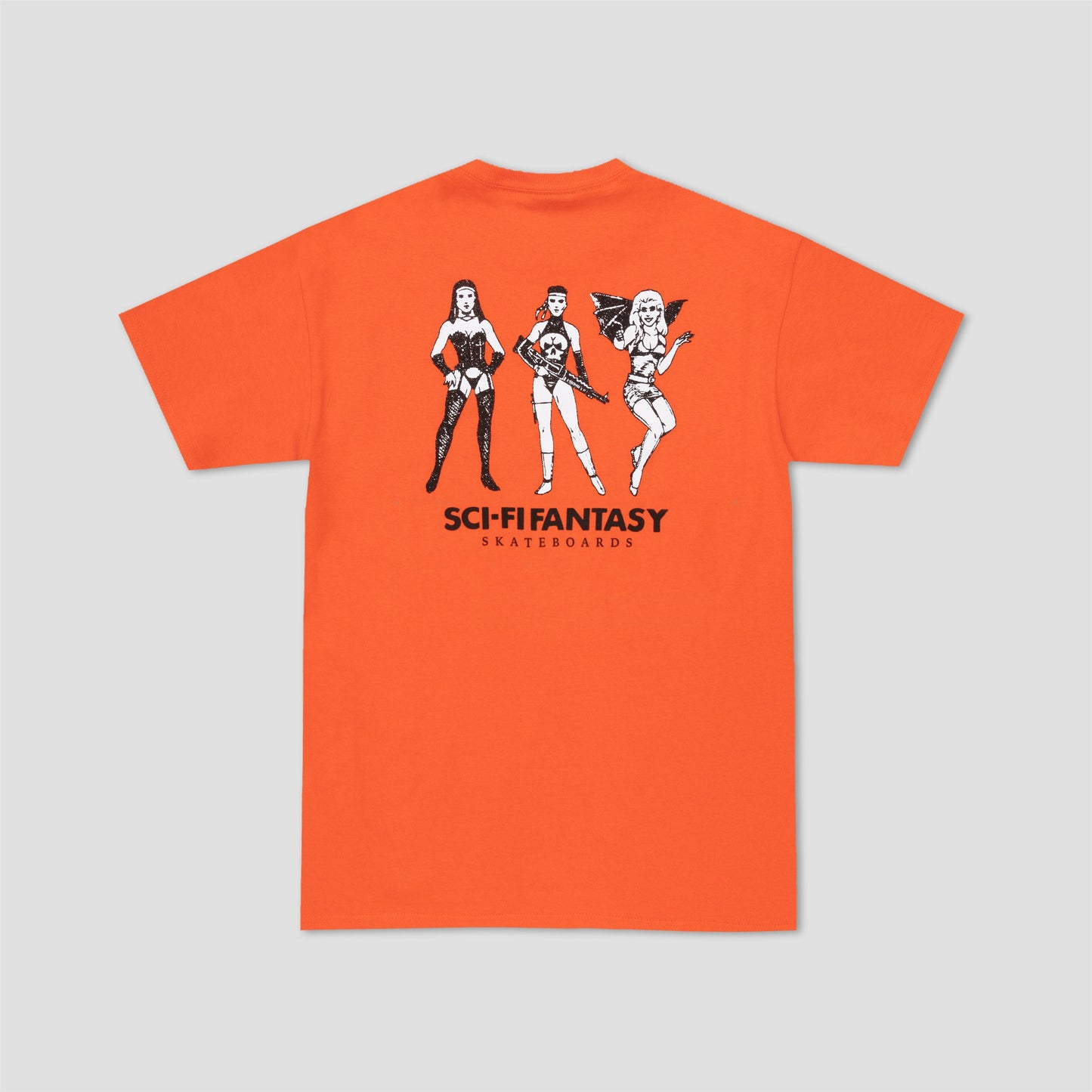 Sci-Fi Fantasy Macho Girls T-Shirt Orange