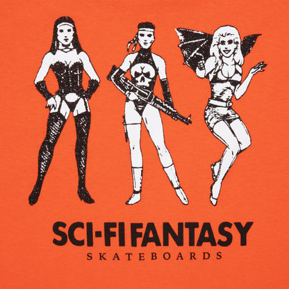 Sci-Fi Fantasy Macho Girls T-Shirt Orange