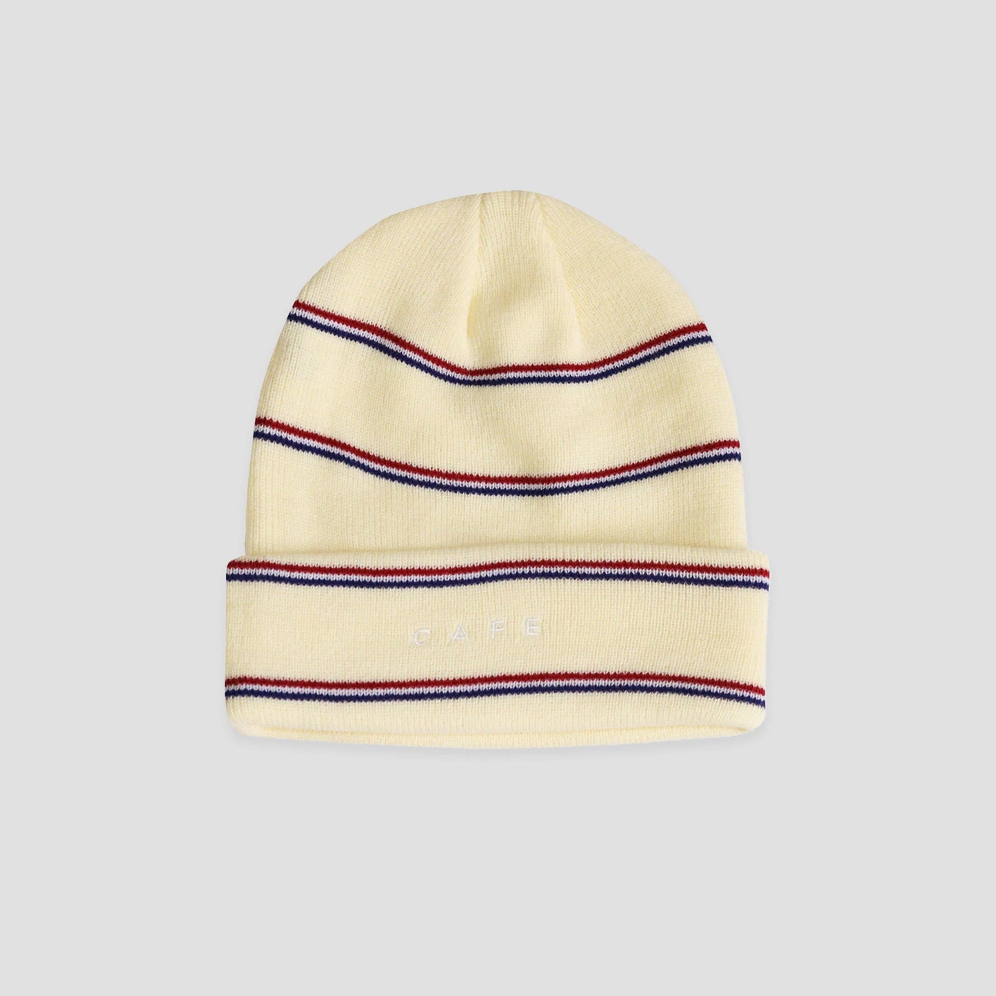 Skateboard Cafe Stripe Fold Beanie Cream