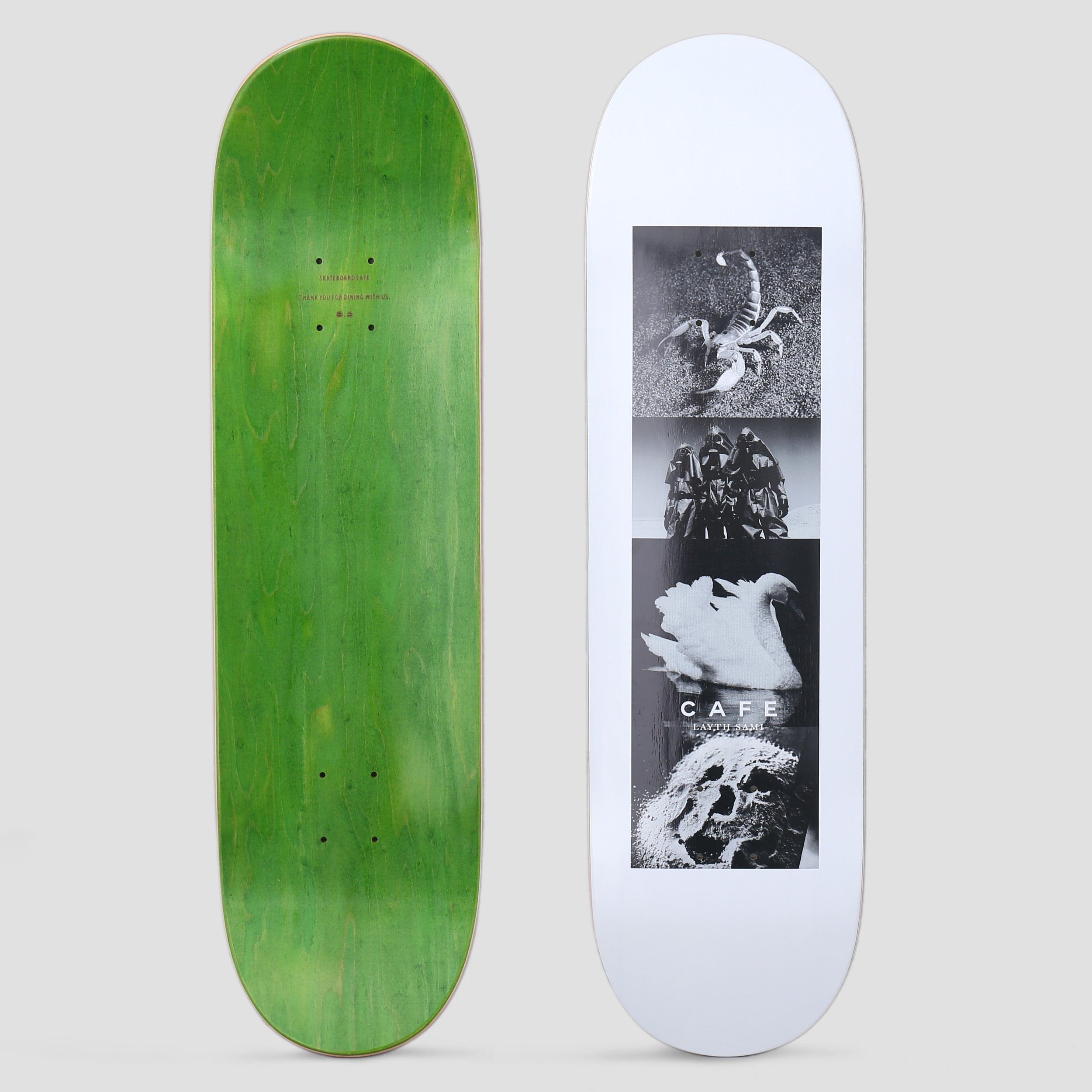 Skateboard Cafe 8.5 Layth Swan Skateboard Deck White