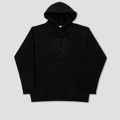 Skateboard Cafe Dance Circle Embroidered Hood Black