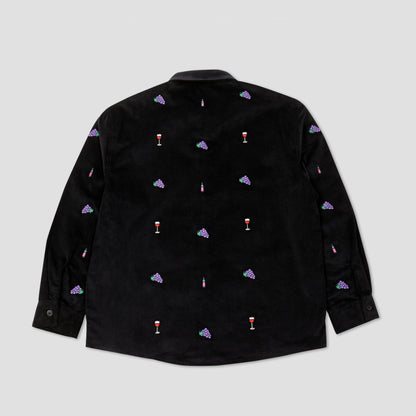 Skateboard Cafe Vino Corduroy Embroidered Shirt Black