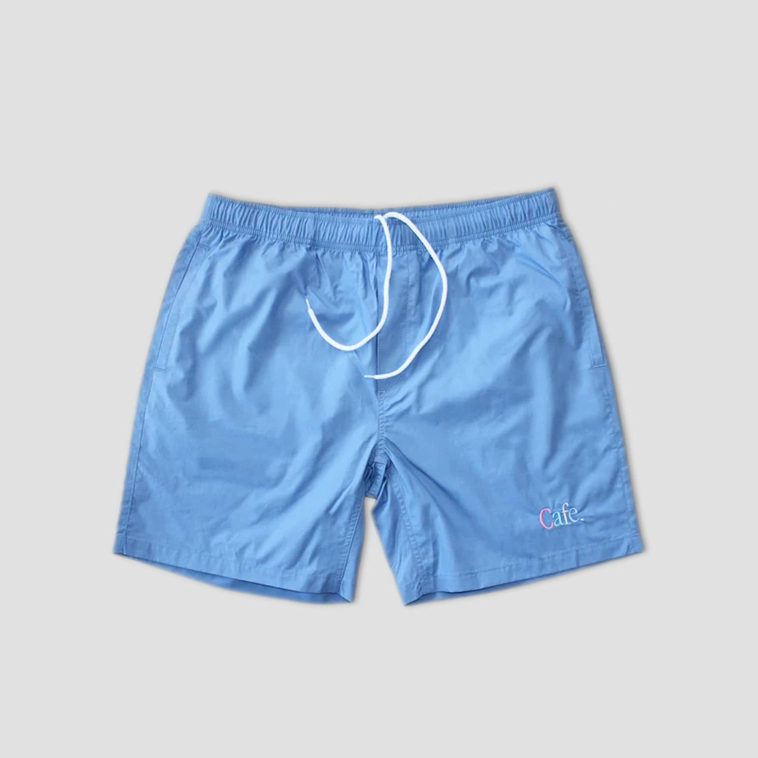 Skateboard Cafe Wayne Embroidered Swim Shorts Powder Blue
