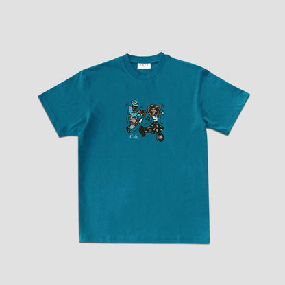 Skateboard Cafe "Dancing" T-Shirt Teal