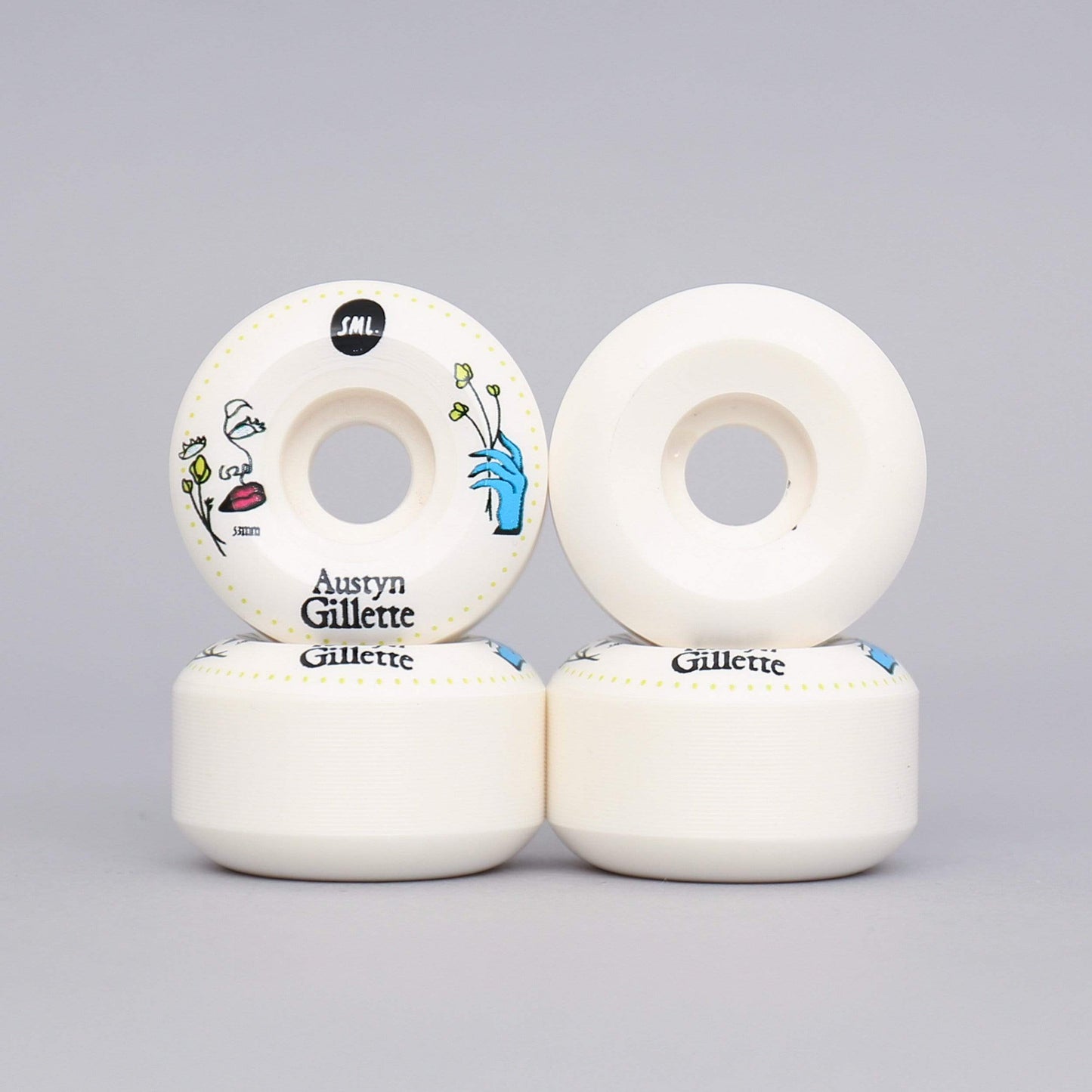 SML 53mm Austyn Gillette Lucidity Series OG V-Cut Skateboard Wheels White