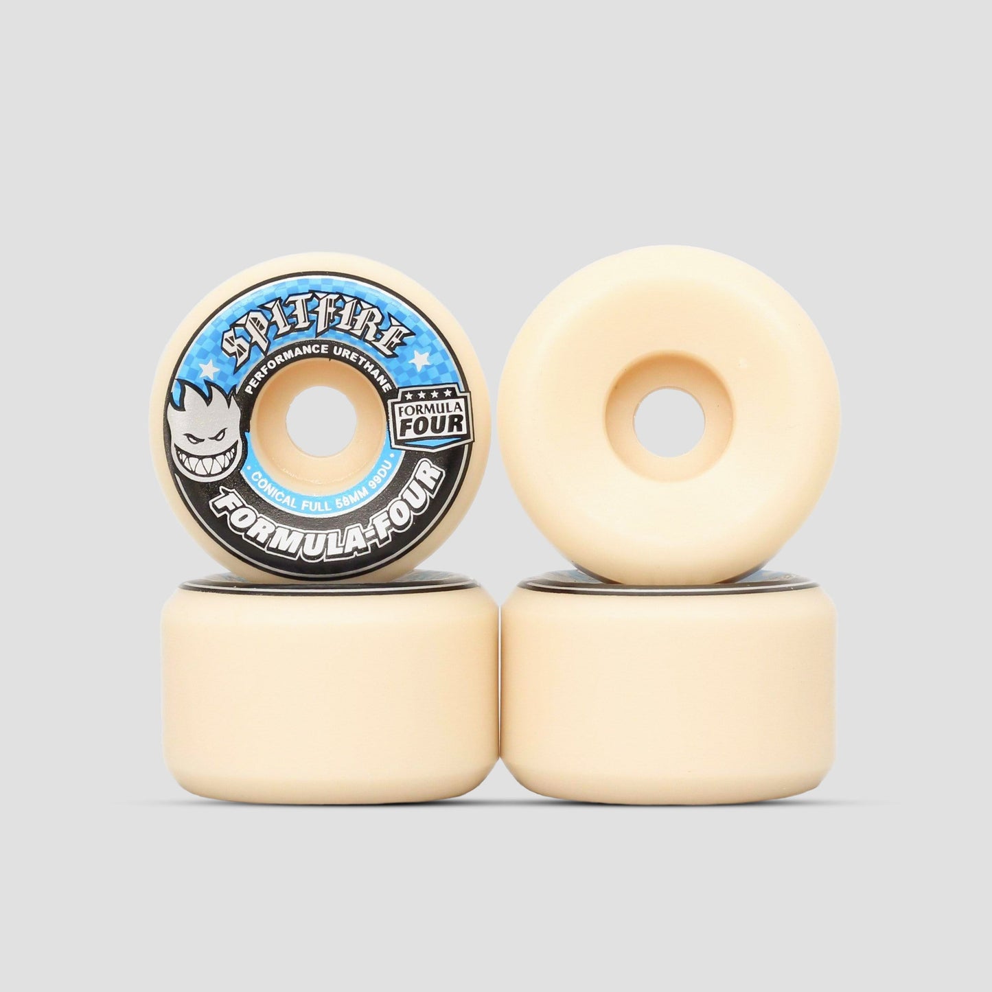 Spitfire 58mm 99DU Formula Four Conical Full Skateboard Wheels Natural