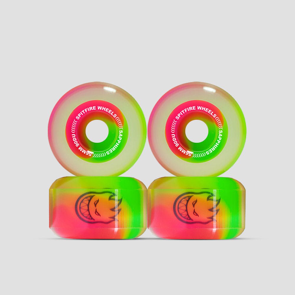 Spitfire 56mm 90d Sapphires Radial Skateboard Wheels Pink/Green