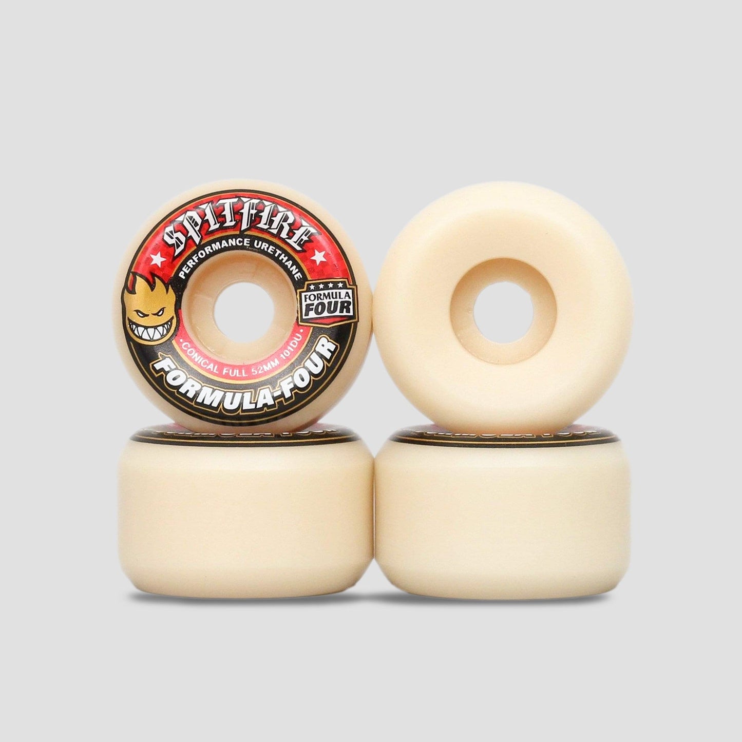 Spitfire 52mm 101DU Formula Four Conical Full Skateboard Wheels Natural