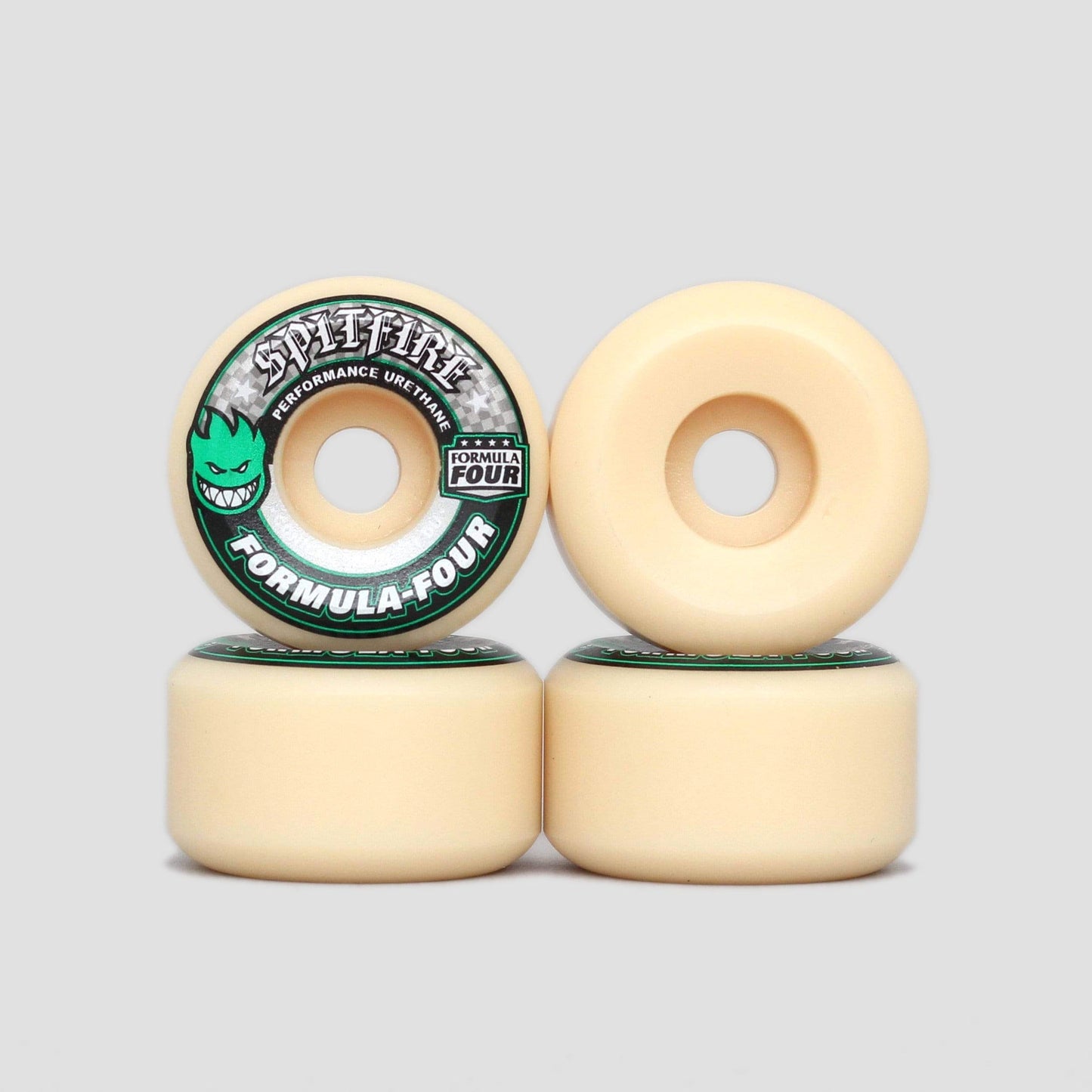 Spitfire 53mm 101DU Formula Four Conical Skateboard Wheels Natural / Green Print