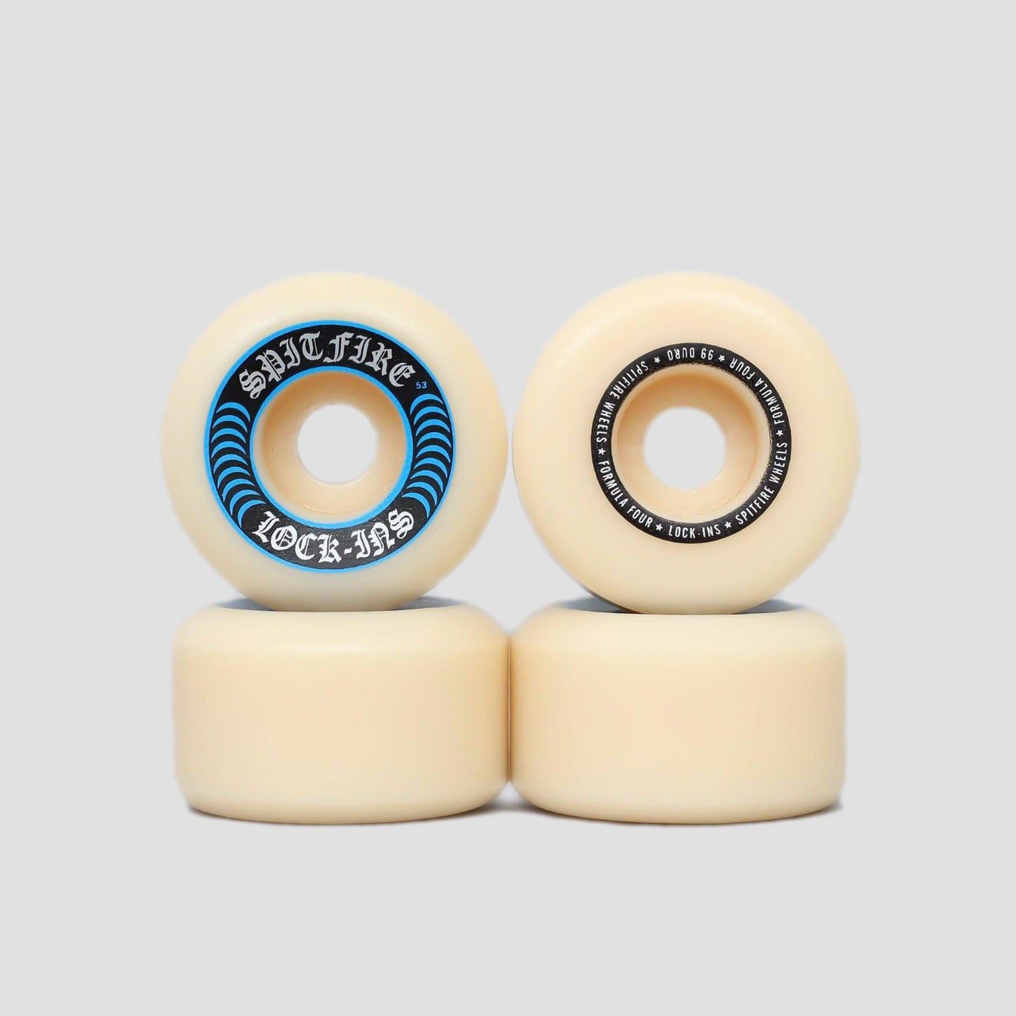 Spitfire 53mm 99DU Formula Four Lock Ins Skateboard Wheels Natural