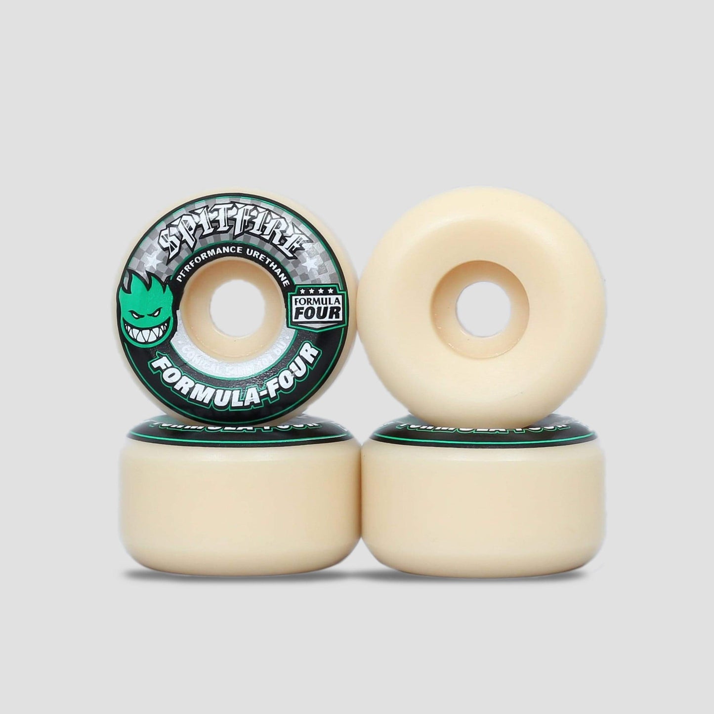 Spitfire 54mm 101DU Formula Four Conical Wheels Natural / Green Print