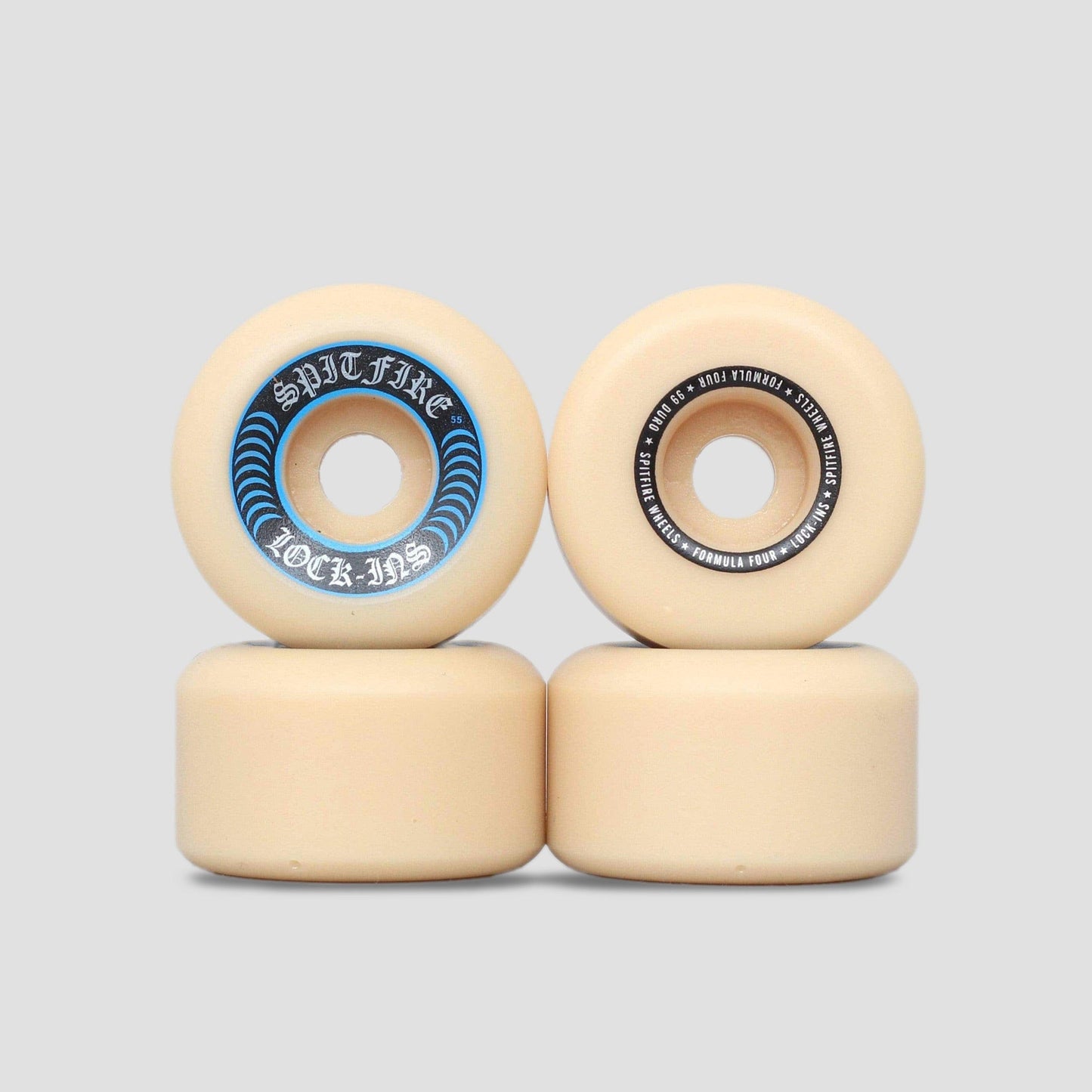 Spitfire 55mm 99DU Formula Four Lock Ins Skateboard Wheels Natural