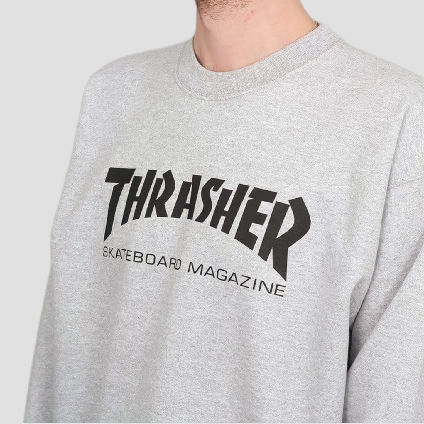 Thrasher Mag Logo Crew Heather Grey