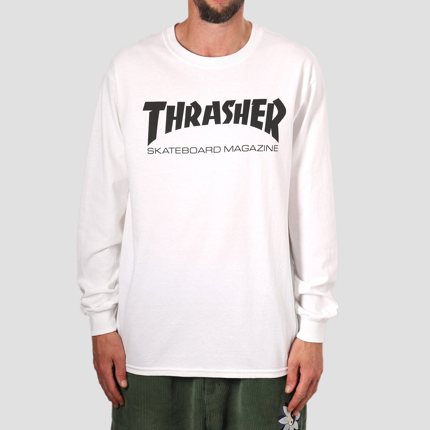 Thrasher Mag Logo Longsleeve T-Shirt White