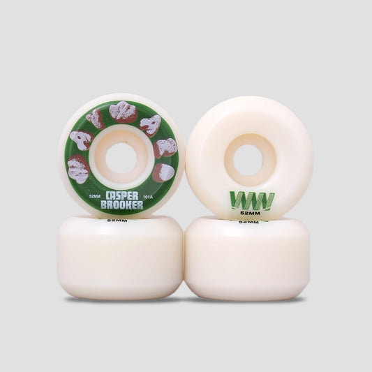 Wayward 52mm 101A Casper Brooker Funnel Pro Skateboard Wheels White / Green