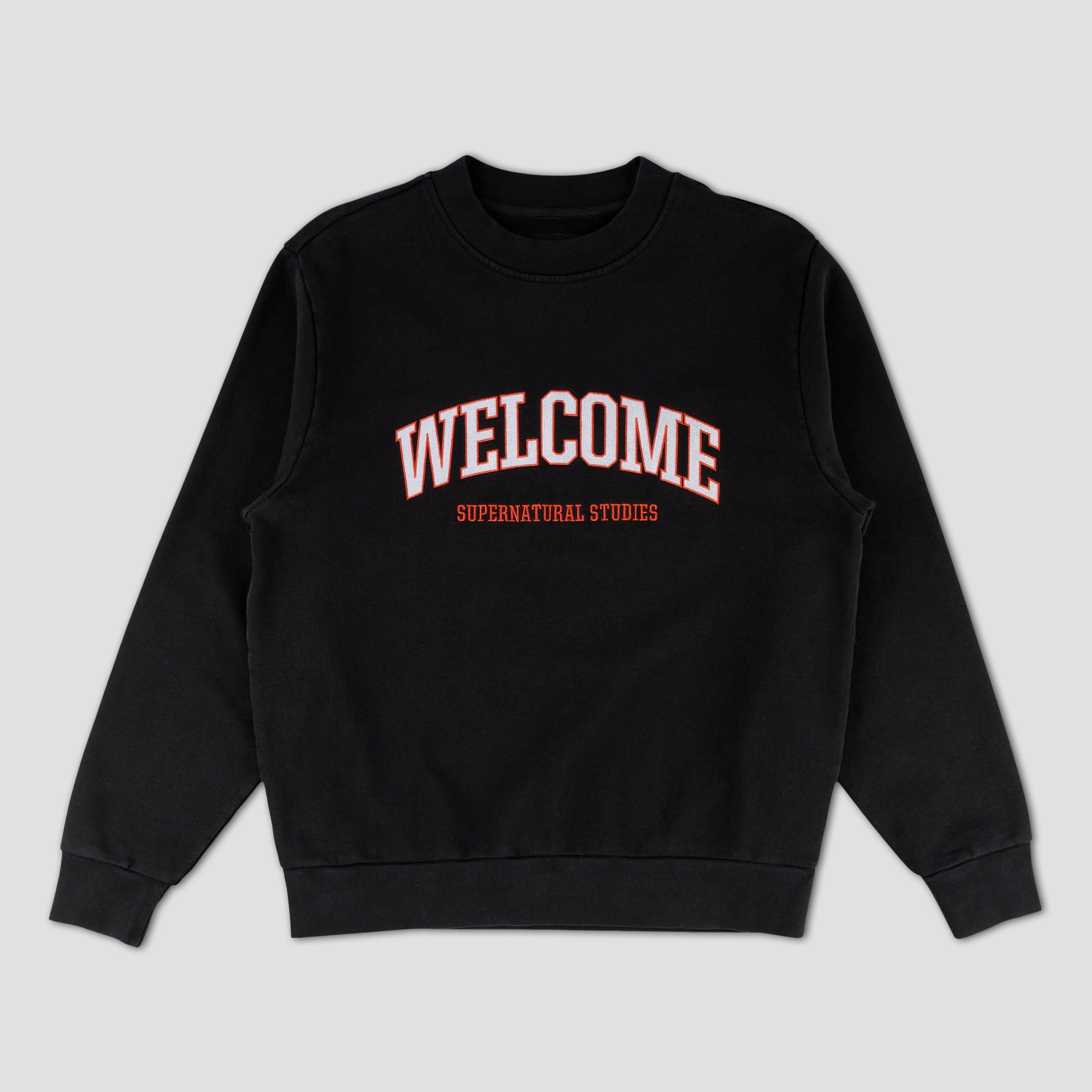 Welcome Student Embroidered Pigment Dyed Crew Black