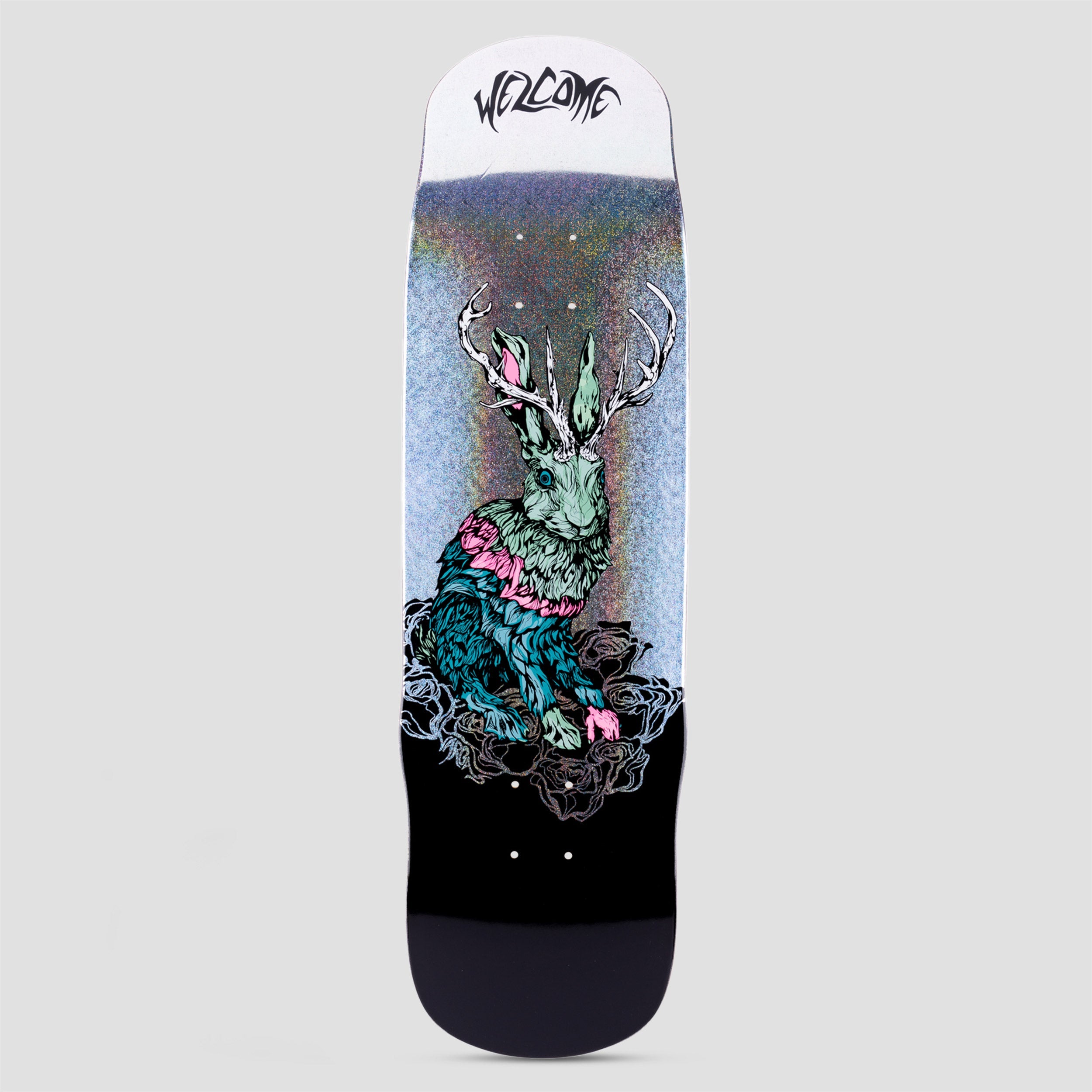 Welcome 8.8 Daniel Vargas Thumper on Effigy Skateboard Deck Black / Foil