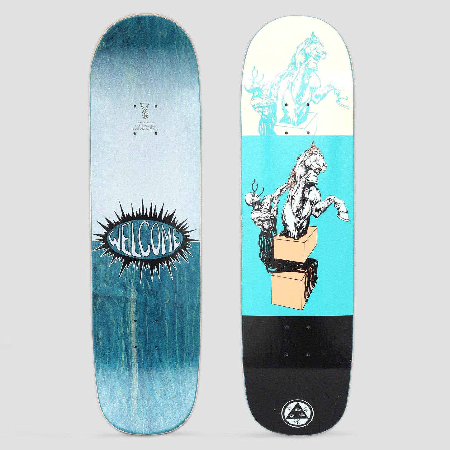 Welcome 8.5 Hierophant On Big Bunyip Skateboard Deck Teal / Black