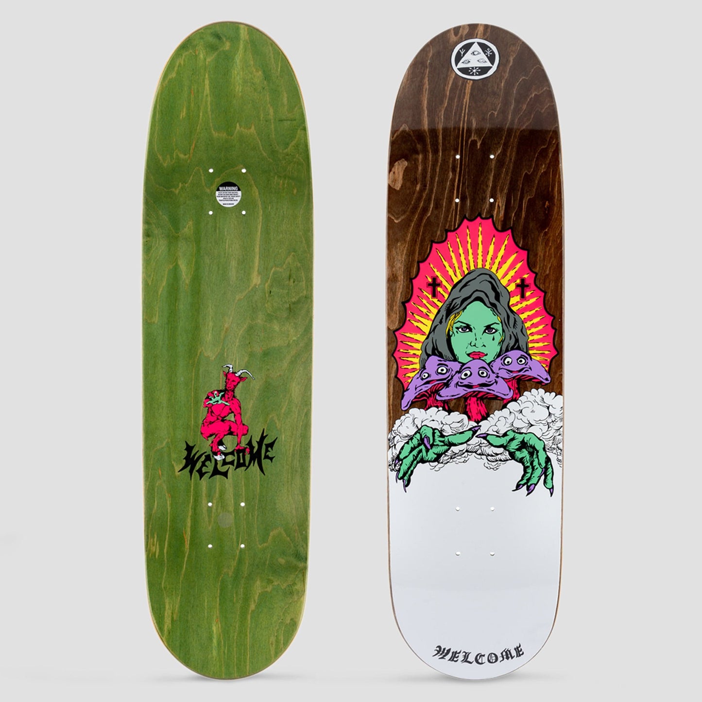 Welcome 8.5 Mushroom Witch on Pysanka Skateboard Deck