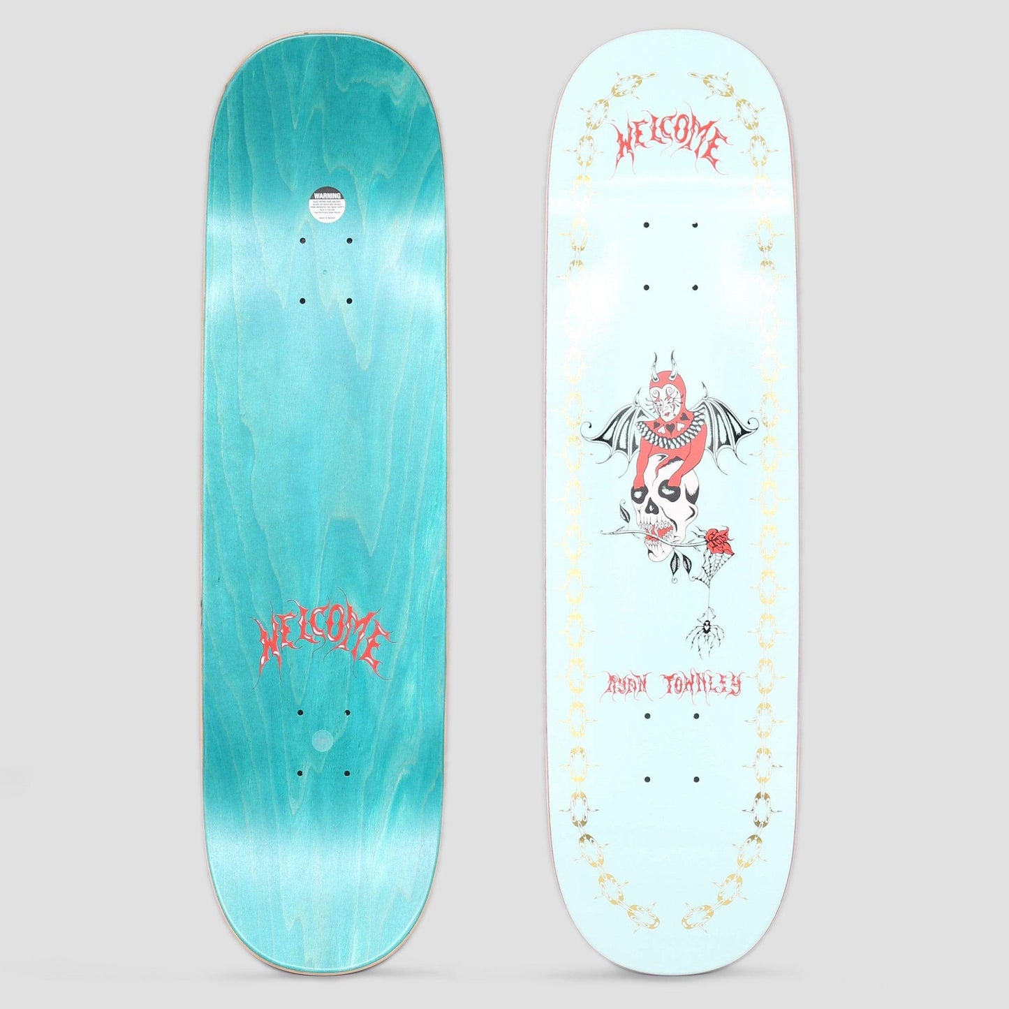 Welcome 8.6 Townley Angel On Enera Skateboard Deck Light Teal / Gold Foil