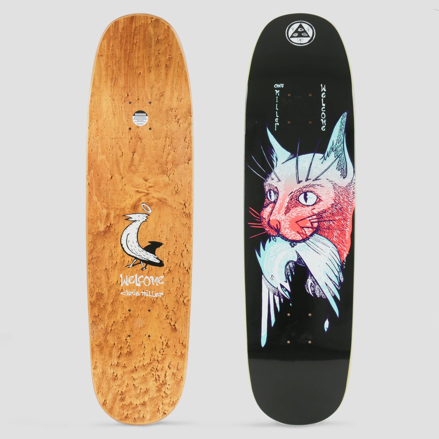 Welcome 8.75 Chris Miller Cat Gets Bird On Catblood 2.0 Skateboard Deck Black