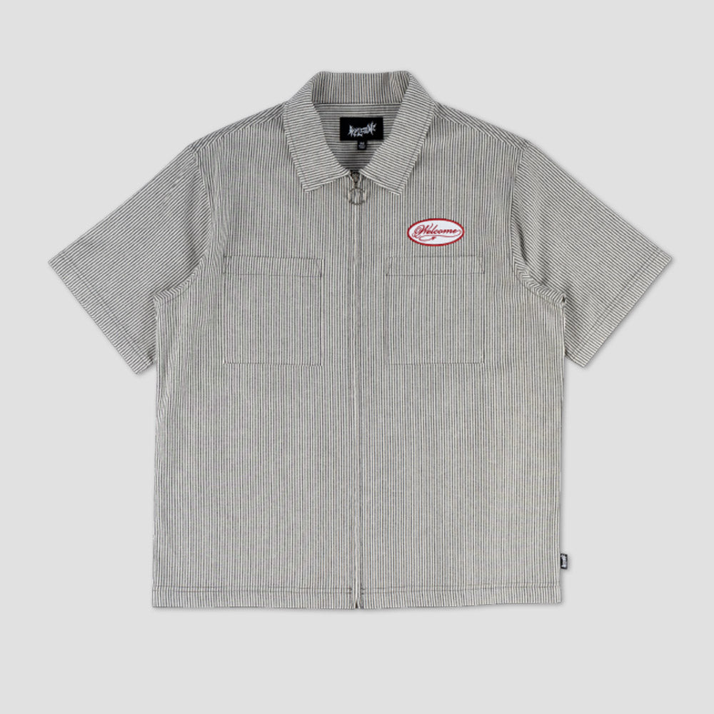 Welcome Garage Printed Oxford Embroidered Patch Shirt Black / Grey