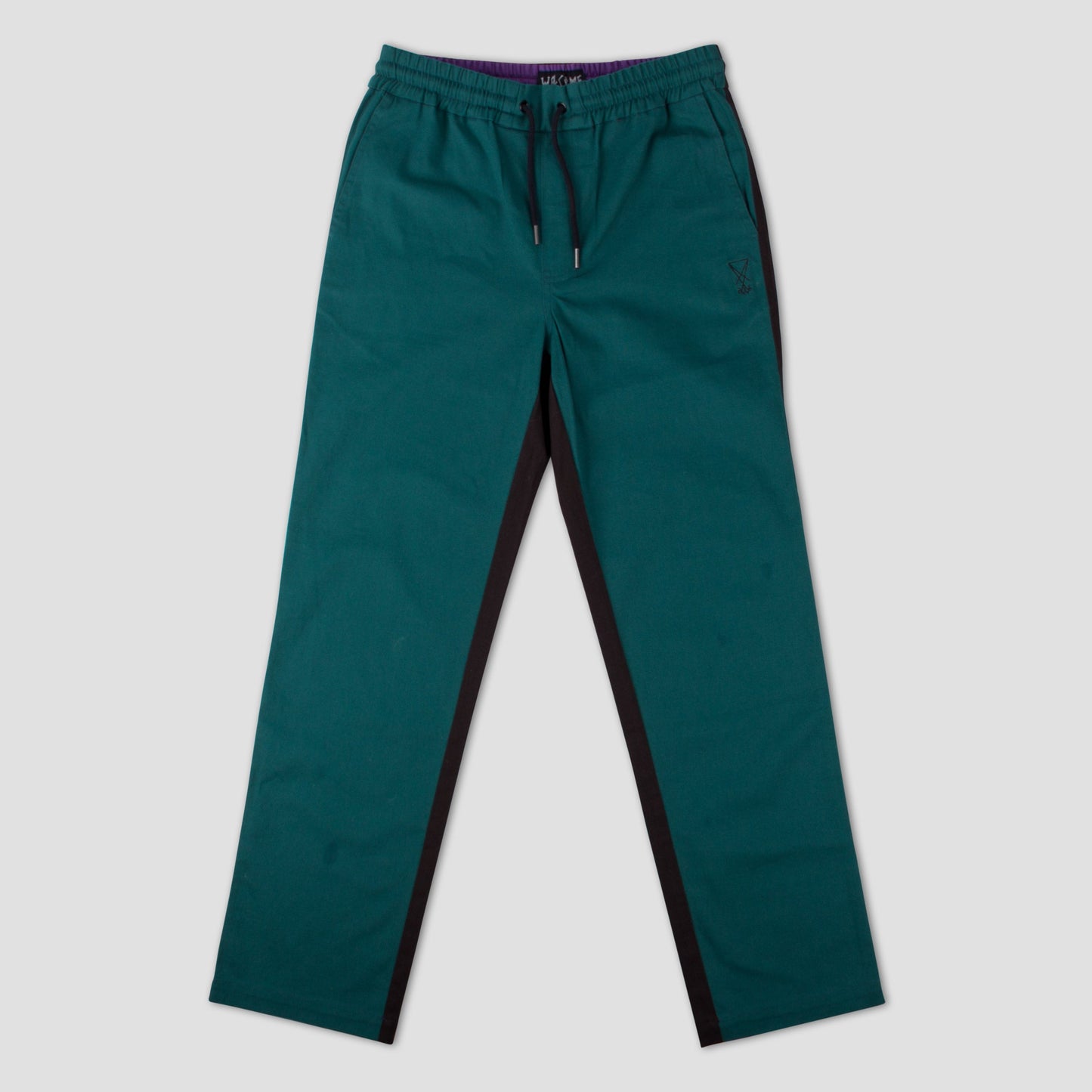 Welcome Dark Wave Split Colour Elastic Pant Black / Dark Teal