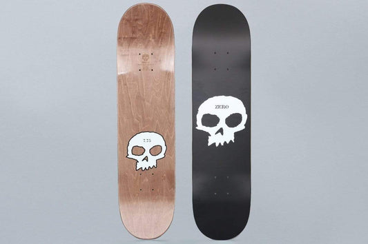 Zero 7.75 Single Skull Skateboard Deck Black / Pearlescent White